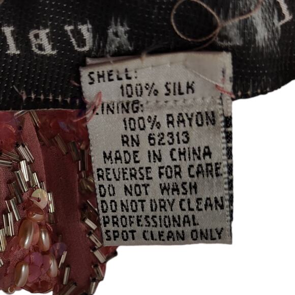 Vintage Lillie Rubin Sequin Silk Cocktail Dress Size 8 Pink Drop Waist Fit Flare - Picture 16 of 16